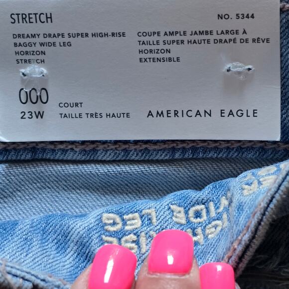 NWT, American Eagle Dreamy Drape Super High Rise Baggy Wide Leg, Size 23 Waist - Picture 4 of 8